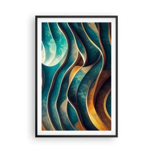 Plakat w czarnej ramie - Meandry błękitu - 61x91 cm