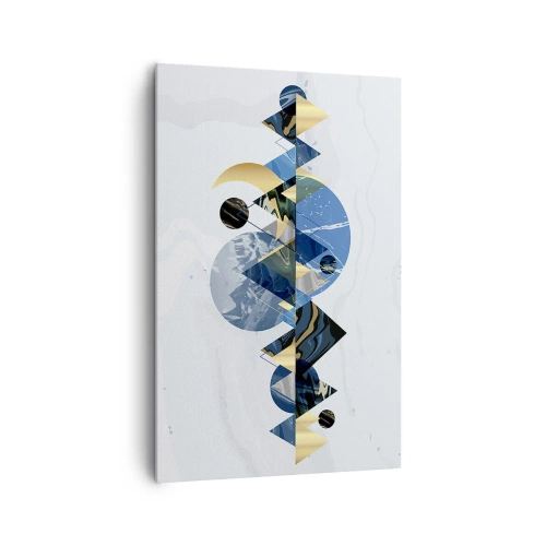 Obraz na płótnie - Abstrakcyjne geometryczne wzory z motywem gór - 80x120cm - Pejzaż geometryczny - Nowoczesna dekoracja ścienna do salonu i sypialni ARTTOR
