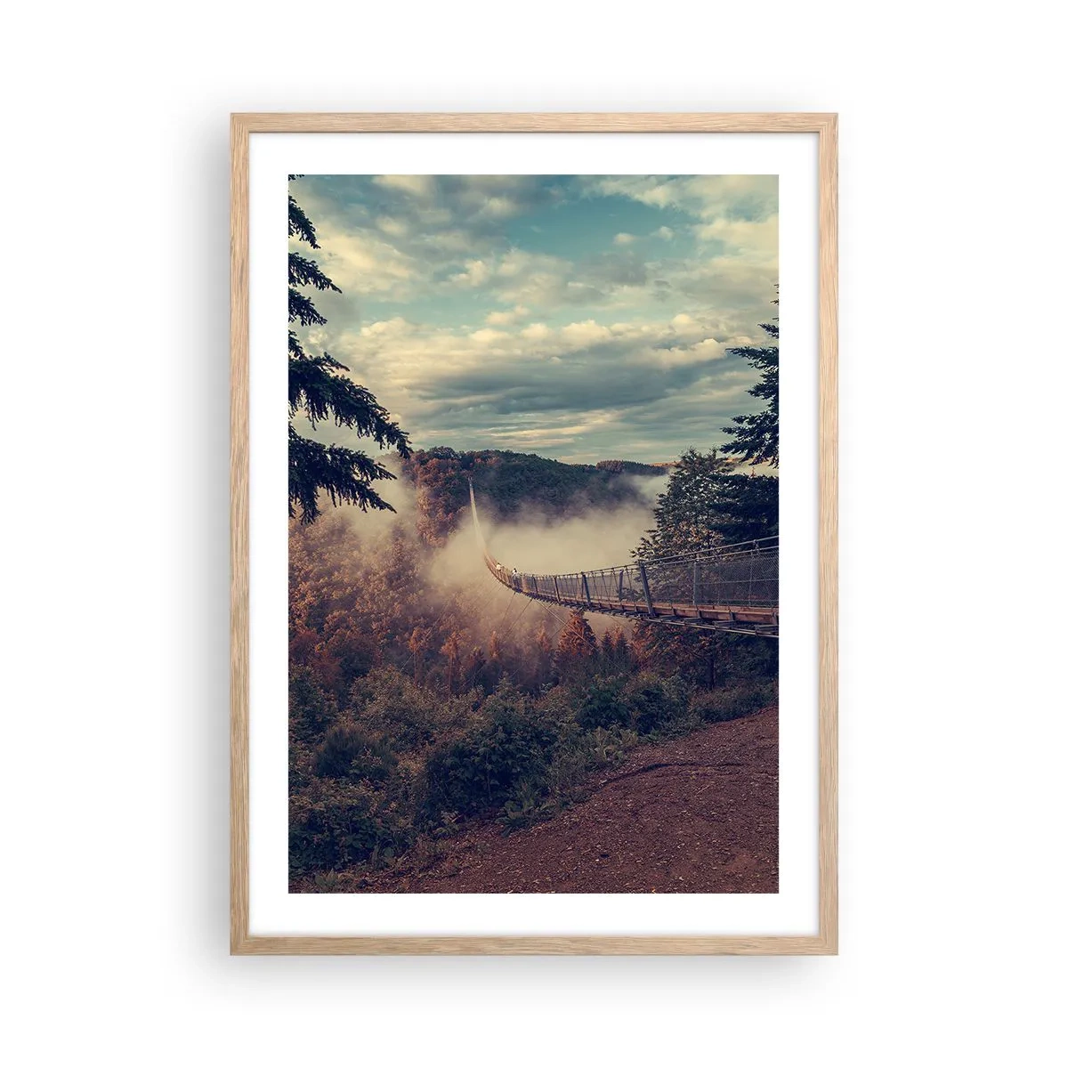 Plakat w ramie jasny dąb - Nad jesiennym lasem - 50x70 cm