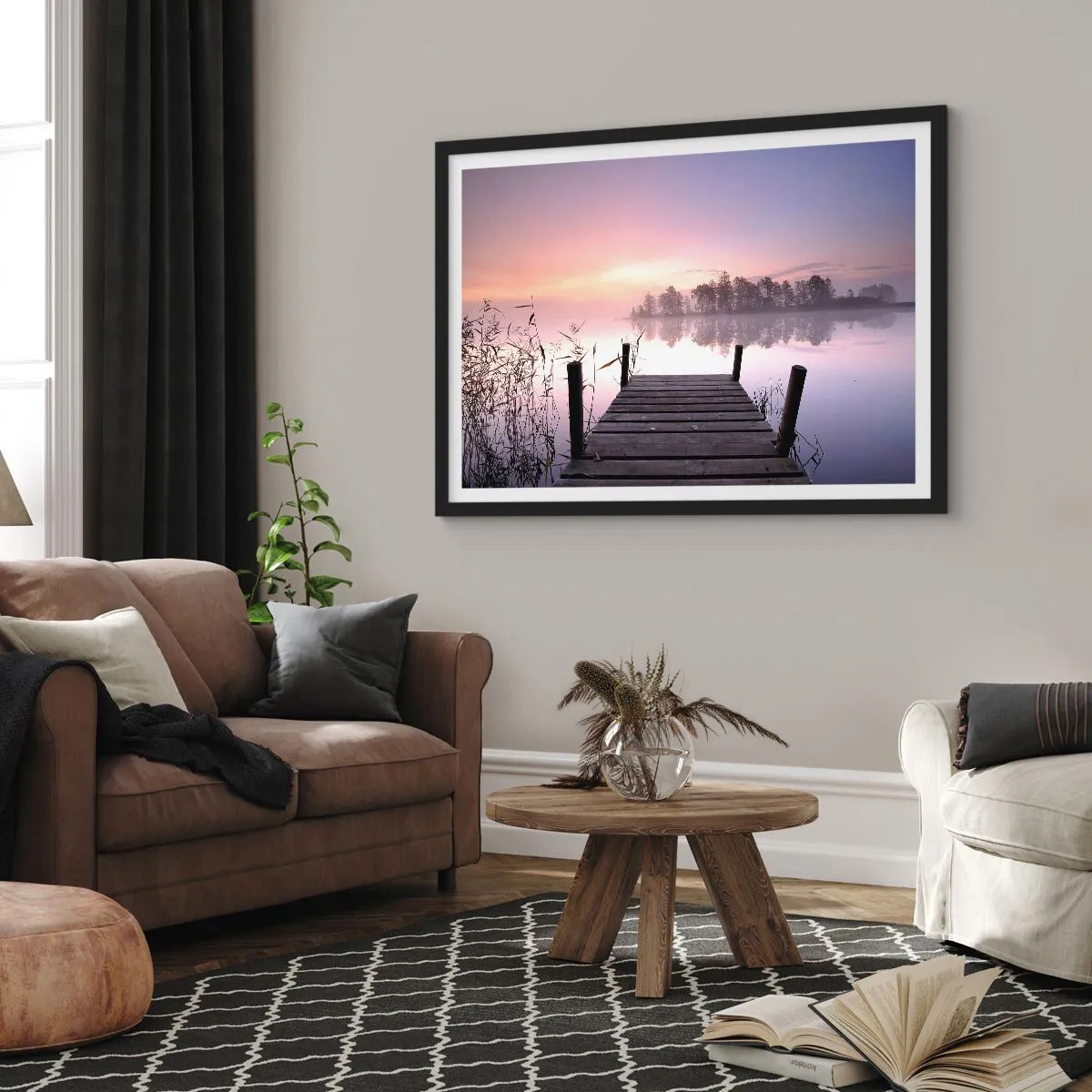 Plakat w czarnej ramie - Z liliowej mgły... - 40x30 cm