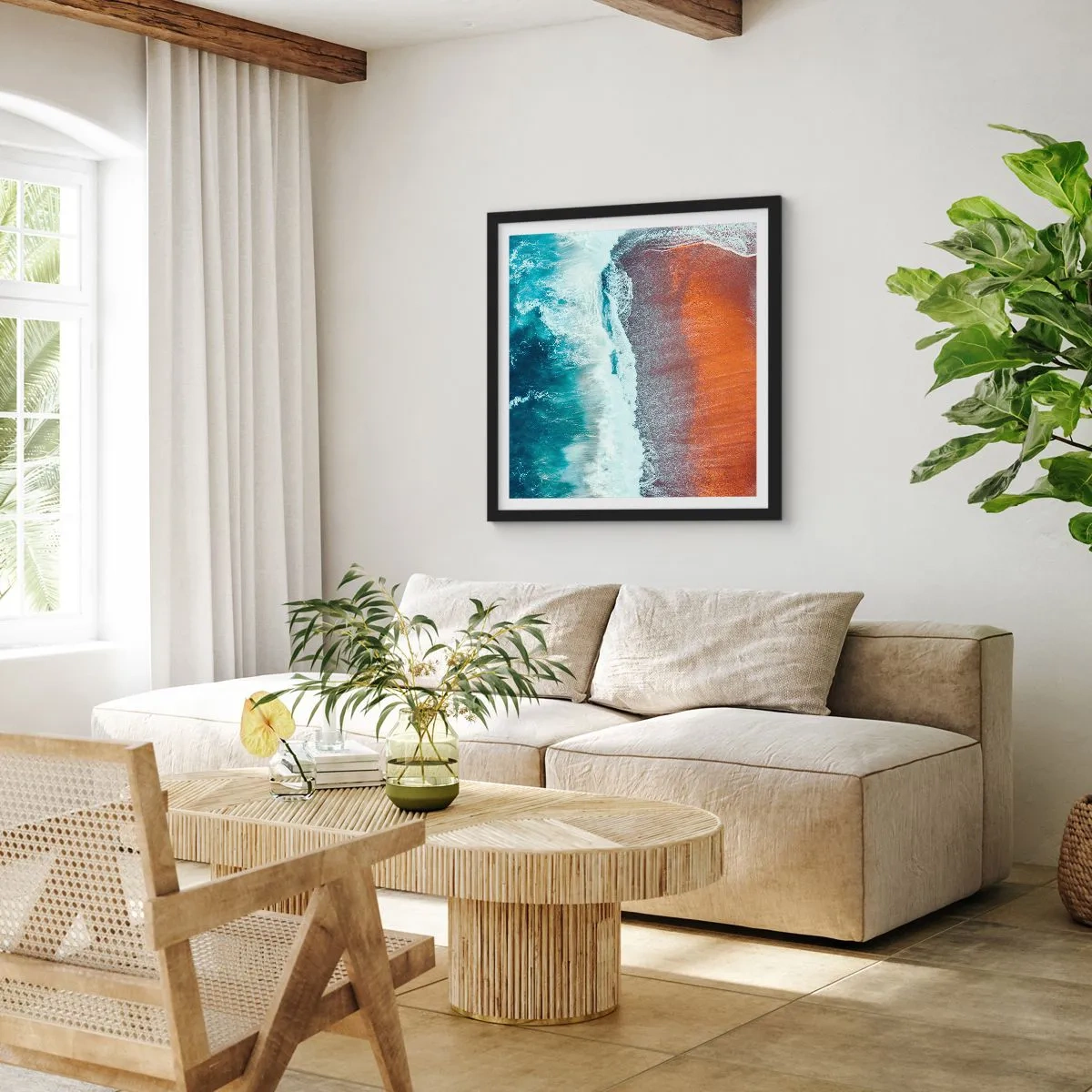 Plakat w czarnej ramie - Dotyk oceanu - 50x50 cm