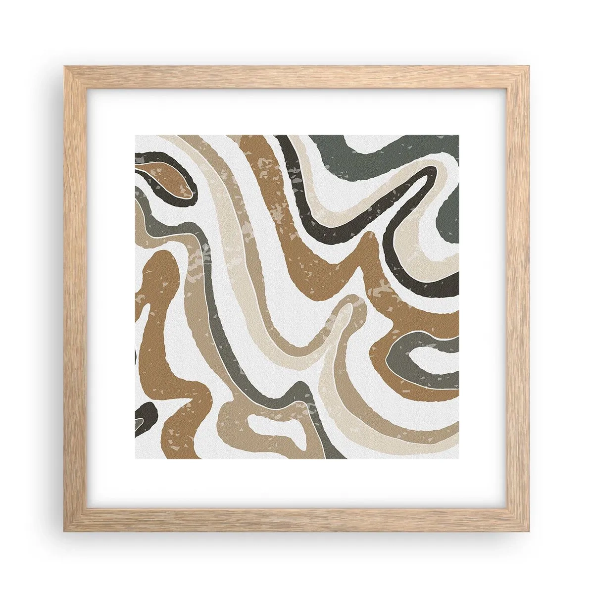 Plakat w ramie jasny dąb - Meandry barw ziemi - 30x30 cm