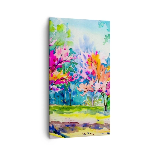 Obraz na płótnie - Tęczowy ogród w wiosennym blasku - 45x80 cm