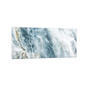 Obraz na szkle - Tekstura marmuru w odcieniach niebieskiego i białego - 120x50cm - Lodowy świat - Nowoczesna dekoracja ścienna do salonu i sypialni ARTTOR