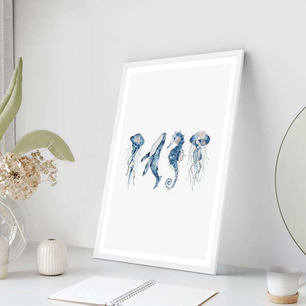 Plakat w białej ramie - Morskie dziwy - 50x70 cm