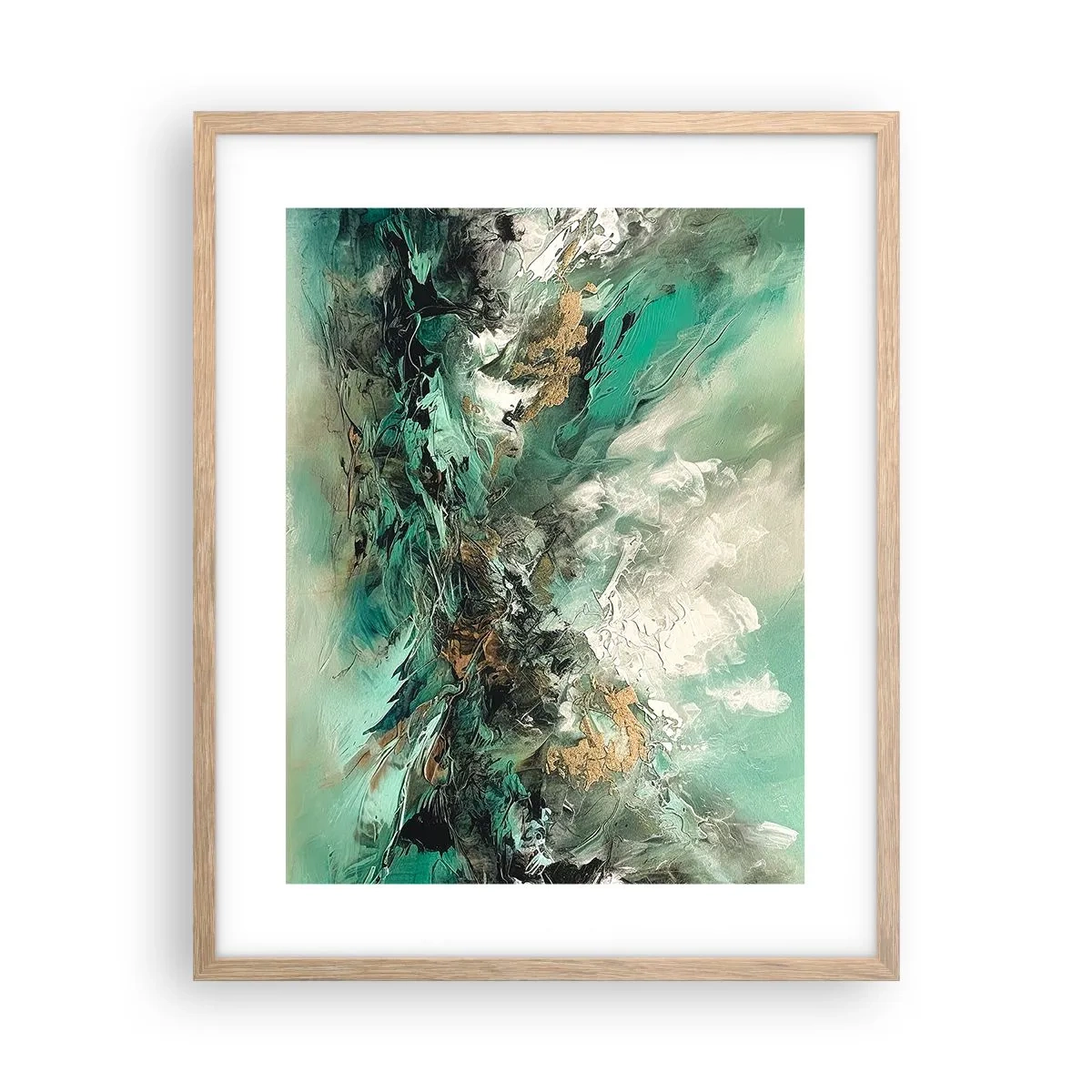 Plakat w ramie jasny dąb - Szmaragdowo-czarna kipiel - 40x50 cm