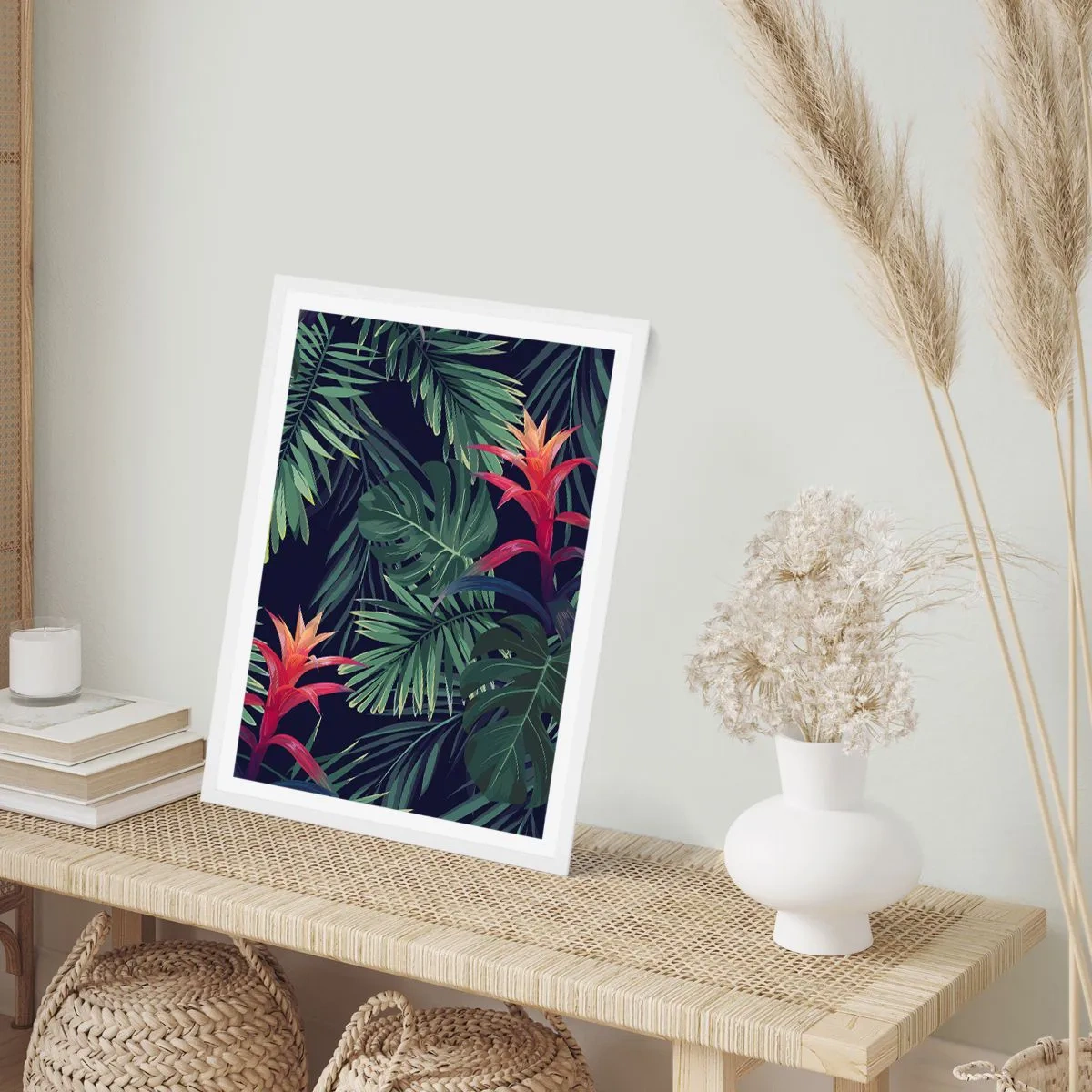 Plakat w białej ramie - Zapłonąć w zieleni - 50x70 cm