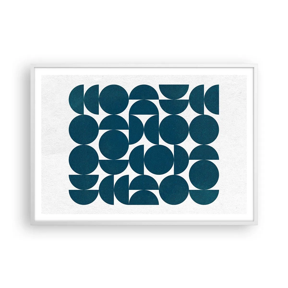 Plakat w białej ramie - Koła i półkola - 100x70 cm