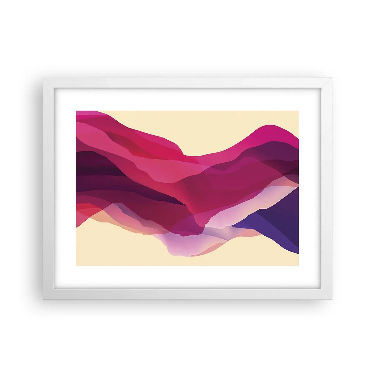 Plakat w białej ramie - Fale purpury - 40x30 cm