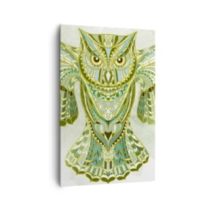 Obraz na płótnie - Dekoracyjna sowa w błękitnych odcieniach - 80x120cm - Z celtyckiego świętego gaju - Nowoczesna dekoracja ścienna do salonu i sypialni ARTTOR