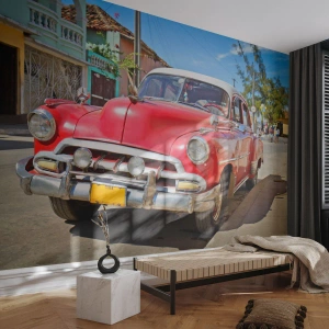 Fototapeta Samoprzylepna Deluxe Sticker - Jeszcze tylko na Kubie - Motoryzacja, Samochód Vintage, Architektura - 400x280 cm