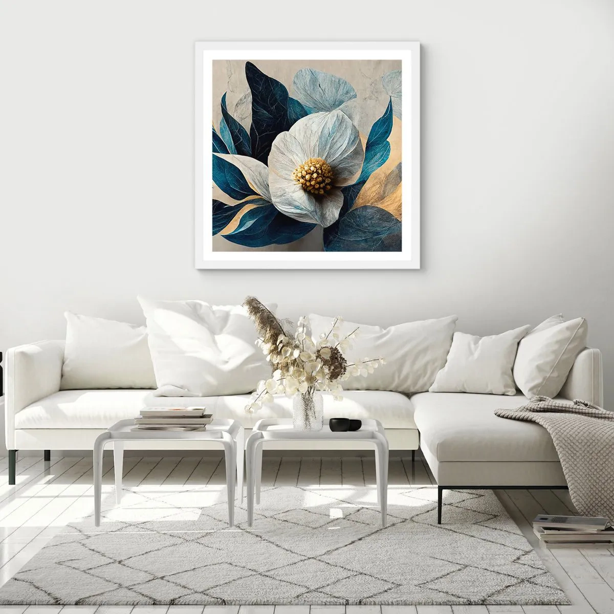 Plakat w białej ramie - Ma złote serce - 60x60 cm