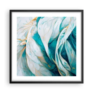 Plakat w czarnej ramie - Błękitna abstrakcja z motywem złota - 50x50 cm