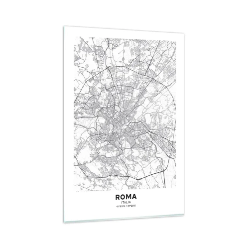 Obraz na szkle - Miejska mapa w stylu minimalistycznym z delikatnymi liniami - 80x120cm - Rzymski krąg - Nowoczesna dekoracja ścienna do salonu i sypialni ARTTOR