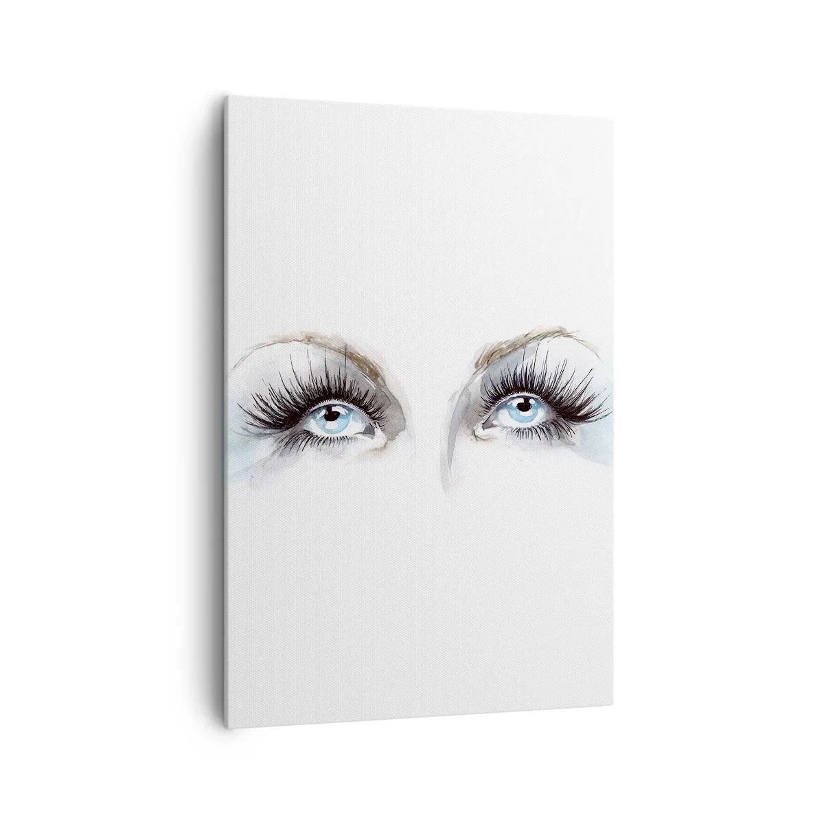 Obraz na płótnie - Akwarela z niebieskimi oczami i delikatnymi akcentami - 70x100cm - Oczy anioła? - Nowoczesna dekoracja ścienna do salonu i sypialni ARTTOR