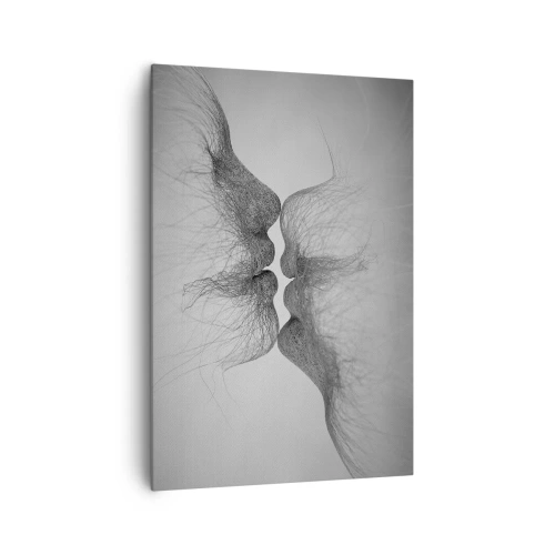 Obraz na płótnie - Abstrakcyjny pocałunek przedstawiony w eterycznej formie - 70x100cm - Pocałunek wiatru - Nowoczesna dekoracja ścienna do salonu i sypialni ARTTOR