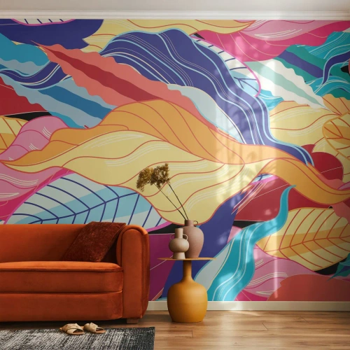 Fototapeta Premium Sand - Kolorowy bałagan - Abstrakcja, Kolorowe Liście, Sztuka - 500x350 cm