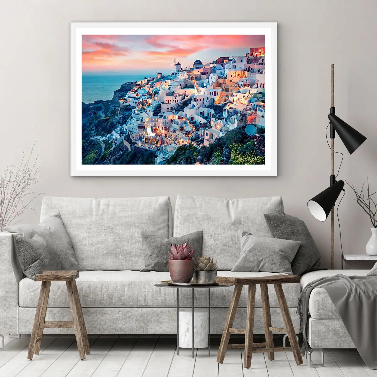 Plakat w białej ramie - Twoje wielkie greckie wakacje - 50x40 cm