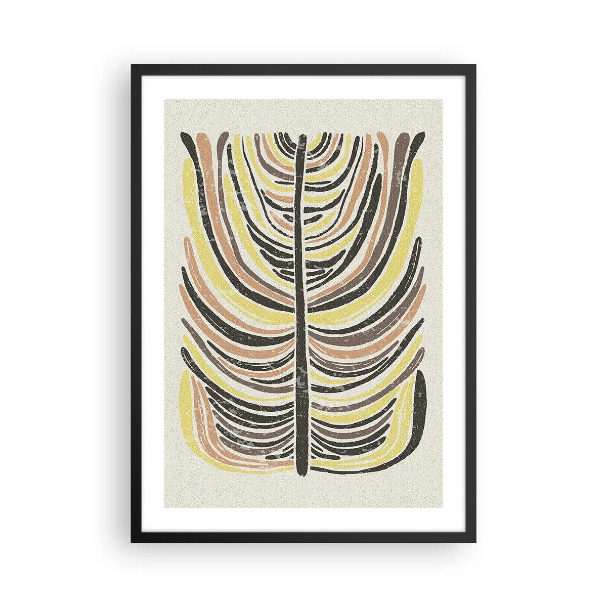 Plakat w czarnej ramie - Abstrakcyjny liść w odcieniach ziemi - 50x70cm - Abstrakcja pełna życia - Nowoczesna dekoracja ścienna do salonu i sypialni ARTTOR