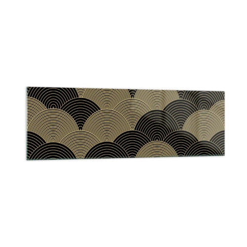 Obraz na szkle - Wzór w stylu art deco z półokręgami i złotymi liniami - 160x50cm - Jedność w wielości - Nowoczesna dekoracja ścienna do salonu i sypialni ARTTOR