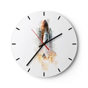 Zegar ścienny - Start rakiety w stylu akwarelowym na białym tle - 30x30cm - Odkrywcy na start - Nowoczesna dekoracja ścienna do salonu, kuchni i sypialni ARTTOR