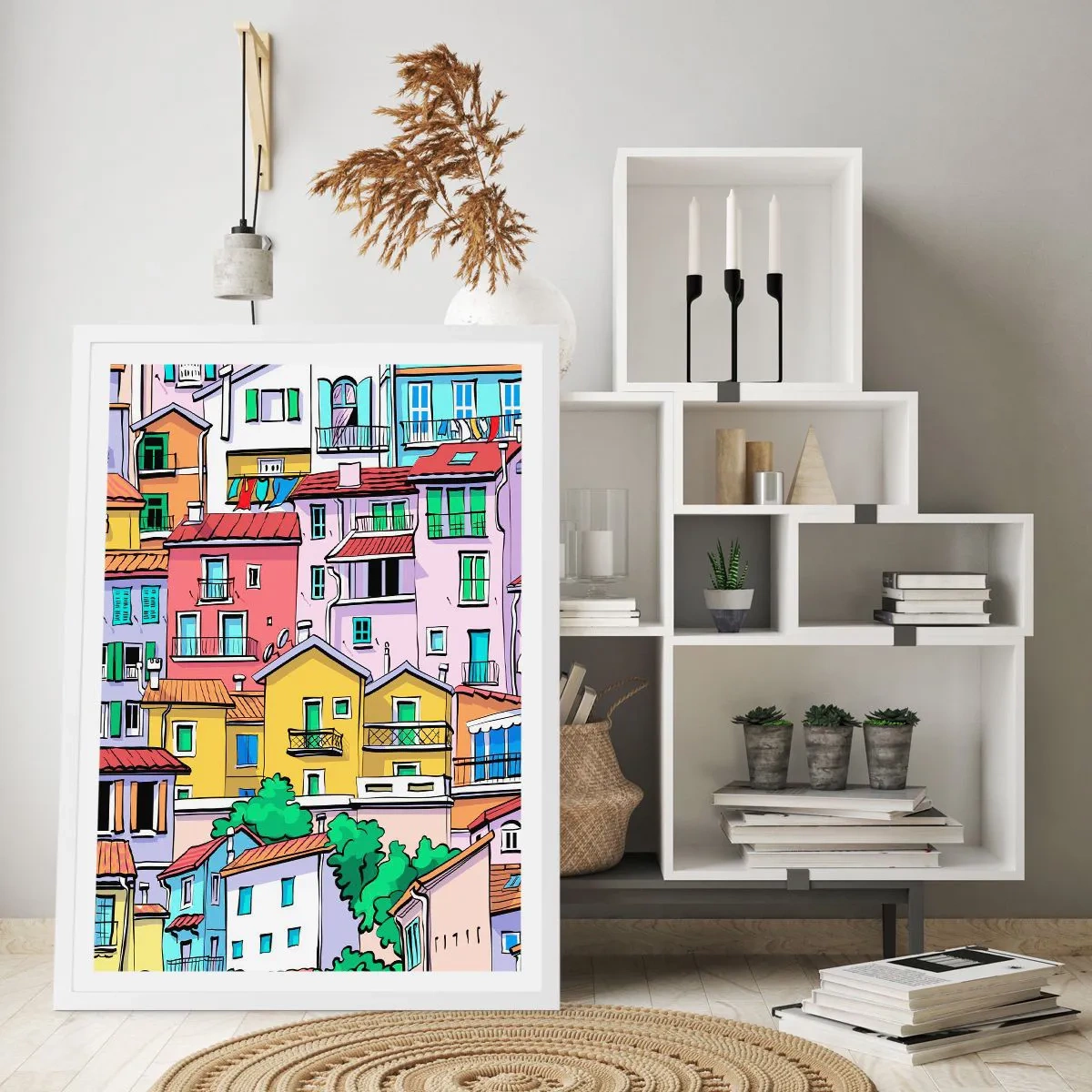 Plakat w białej ramie - Wesołe miasto - 70x100 cm