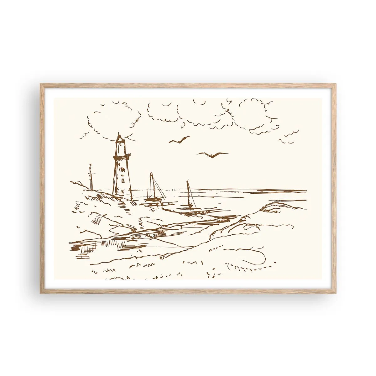 Plakat w ramie jasny dąb - Zarys wspomnienia lata - 100x70 cm