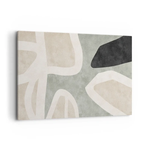 Obraz na płótnie - Abstrakcyjne kształty w stonowanych barwach - 100x70cm - Kompozycja z motywem czerni - Nowoczesna dekoracja ścienna do salonu, kuchni i sypialni ARTTOR