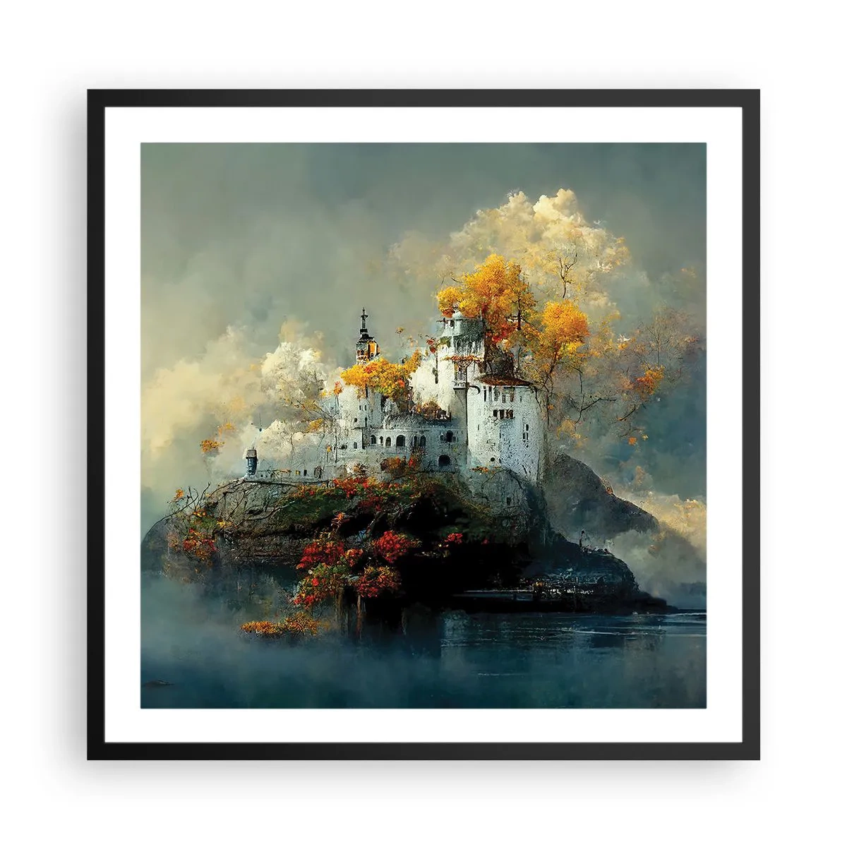Plakat w czarnej ramie - Początek romantycznej opowieści - 60x60 cm