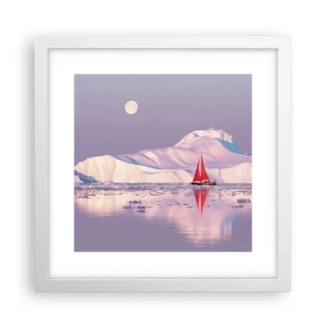 Plakat w białej ramie - Żar żagla, chłód lodu - 30x30 cm