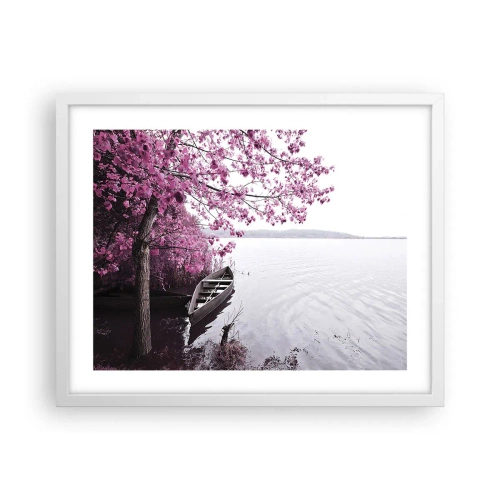 Plakat w białej ramie - W różowej ciszy - 50x40 cm