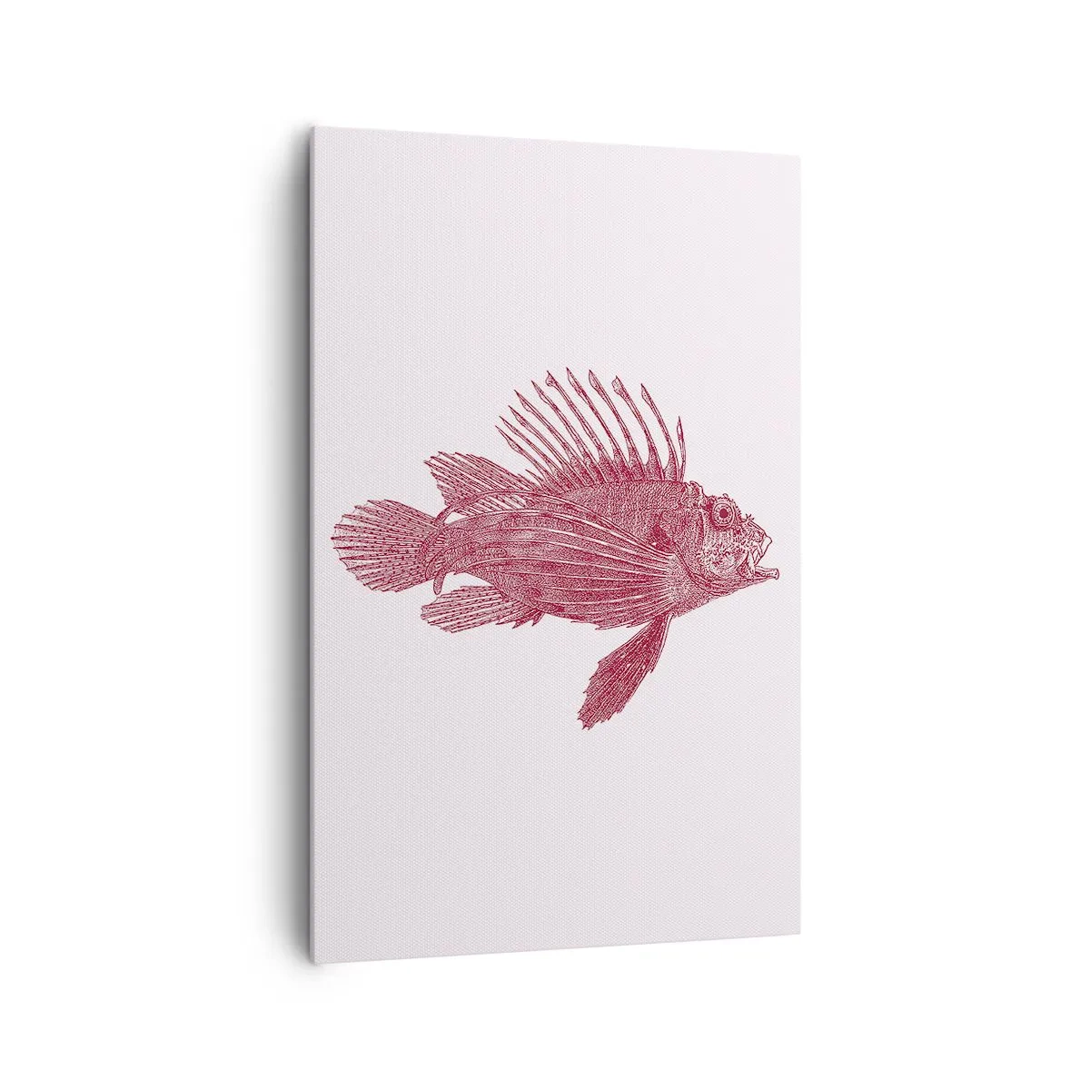 Obraz na płótnie - Rysunek ryby w czerwonym odcieniu - 80x120cm - Mieszkanka egzotycznych wód - Nowoczesna dekoracja ścienna do salonu i sypialni ARTTOR