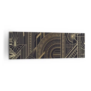 Obraz na płótnie - Złote geometryczne wzory na czarnym tle w stylu art deco - 160x50cm - Koncepty, idee, plany - Nowoczesna dekoracja ścienna do salonu i sypialni ARTTOR