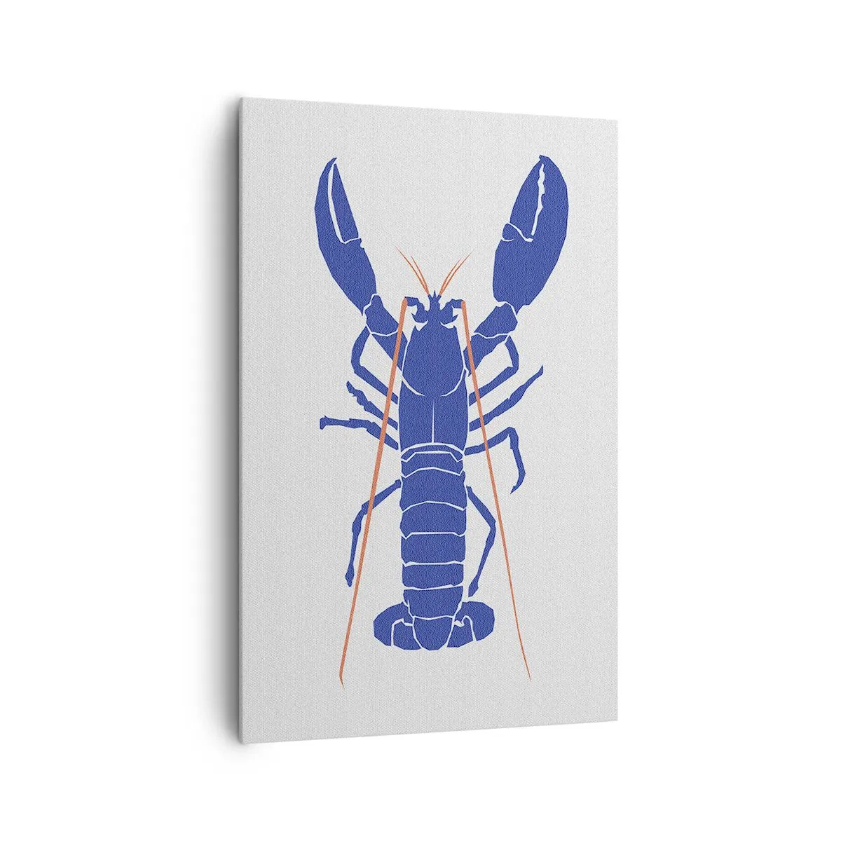 Obraz na płótnie - Minimalistyczna ilustracja niebieskiego homara na jasnym tle - 80x120cm - Homar wykwintny w granacie - Nowoczesna dekoracja ścienna do salonu i sypialni ARTTOR