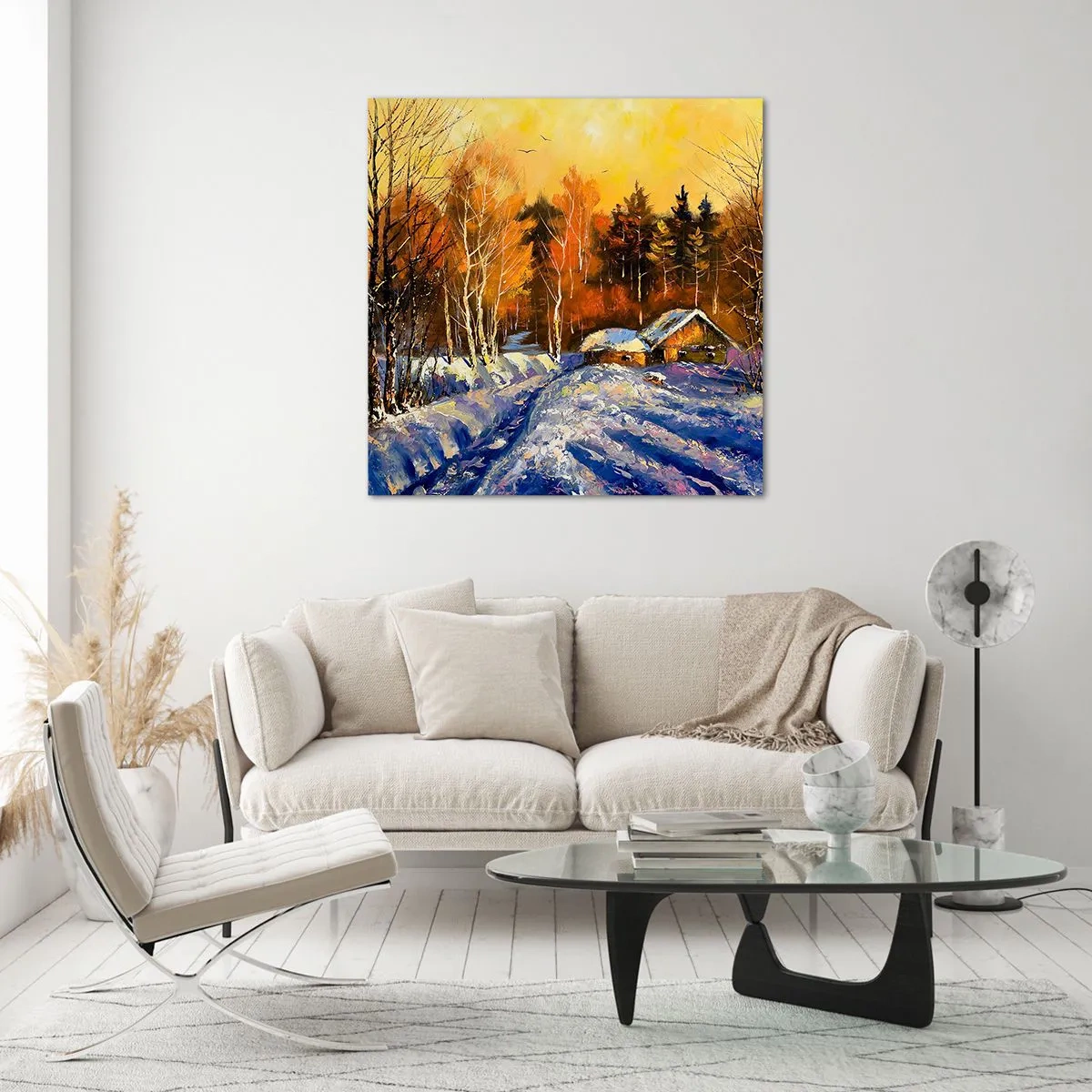 Obraz na szkle - Zimowa impresja w słońcu - 50x50 cm