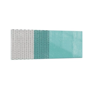 Obraz na szkle - Geometryczna kompozycja z turkusem i liniami - 140x50cm - Kompozycja zrównoważona - Nowoczesna dekoracja ścienna do salonu i sypialni ARTTOR