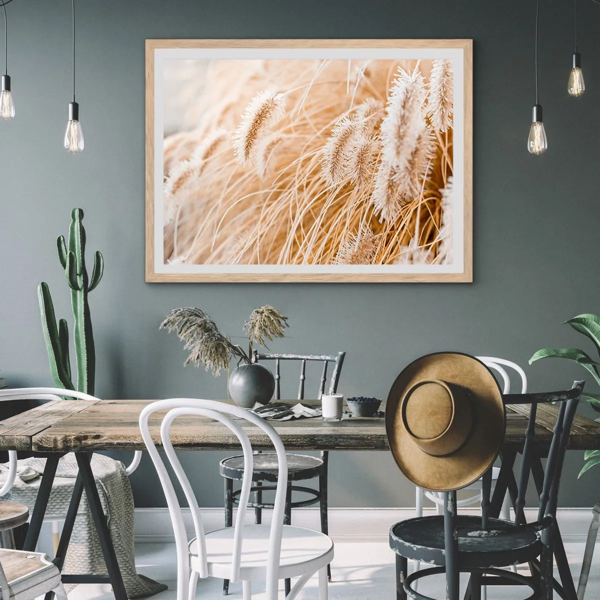 Plakat w ramie jasny dąb - Złoty szelest traw - 40x30 cm