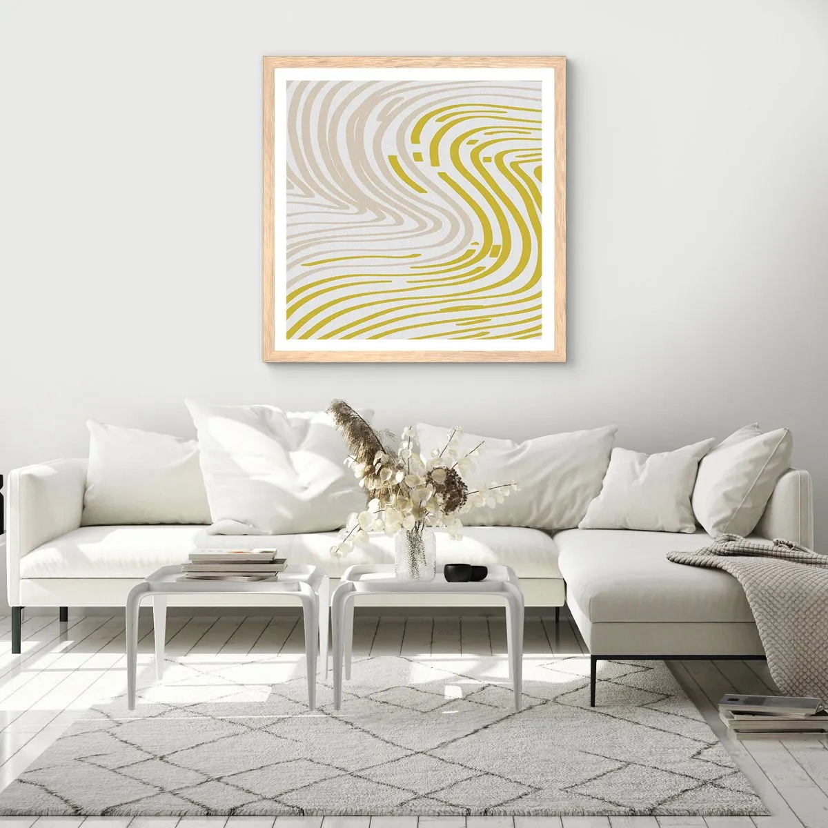 Plakat w ramie jasny dąb - Kompozycja z łagodnym ugięciem - 50x50 cm