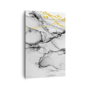 Obraz na płótnie - Abstrakcyjne czarno-białe wzory z dodatkiem złotych akcentów - 80x120cm - Kompozycja z motywem złota - Nowoczesna dekoracja ścienna do salonu i sypialni ARTTOR