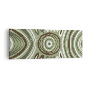 Obraz na płótnie - Abstrakcyjne wzory w odcieniach zieleni i brązu - 140x50cm - Eksplozja emocji - Nowoczesna dekoracja ścienna do salonu i sypialni ARTTOR