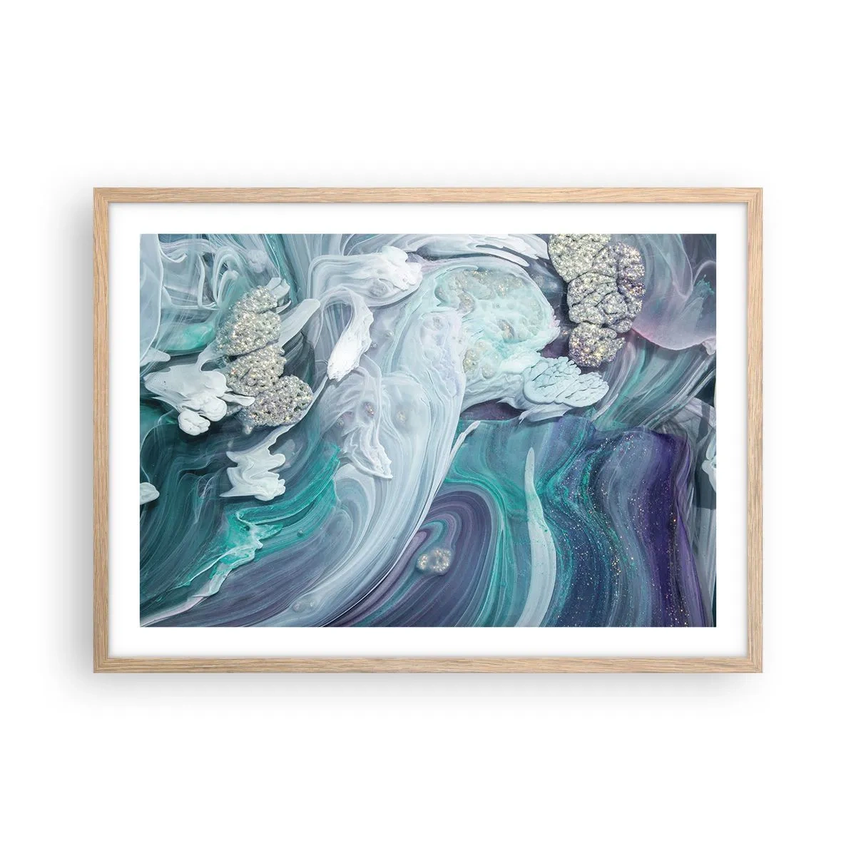 Plakat w ramie jasny dąb - Nurty błękitu - 70x50 cm