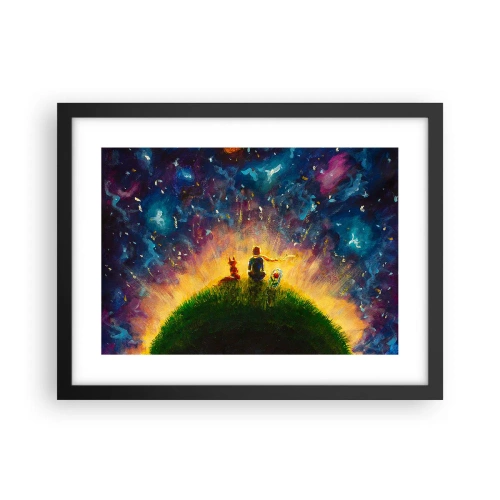 Plakat w czarnej ramie - Miłość i przyjaźń - cały świat - 40x30 cm