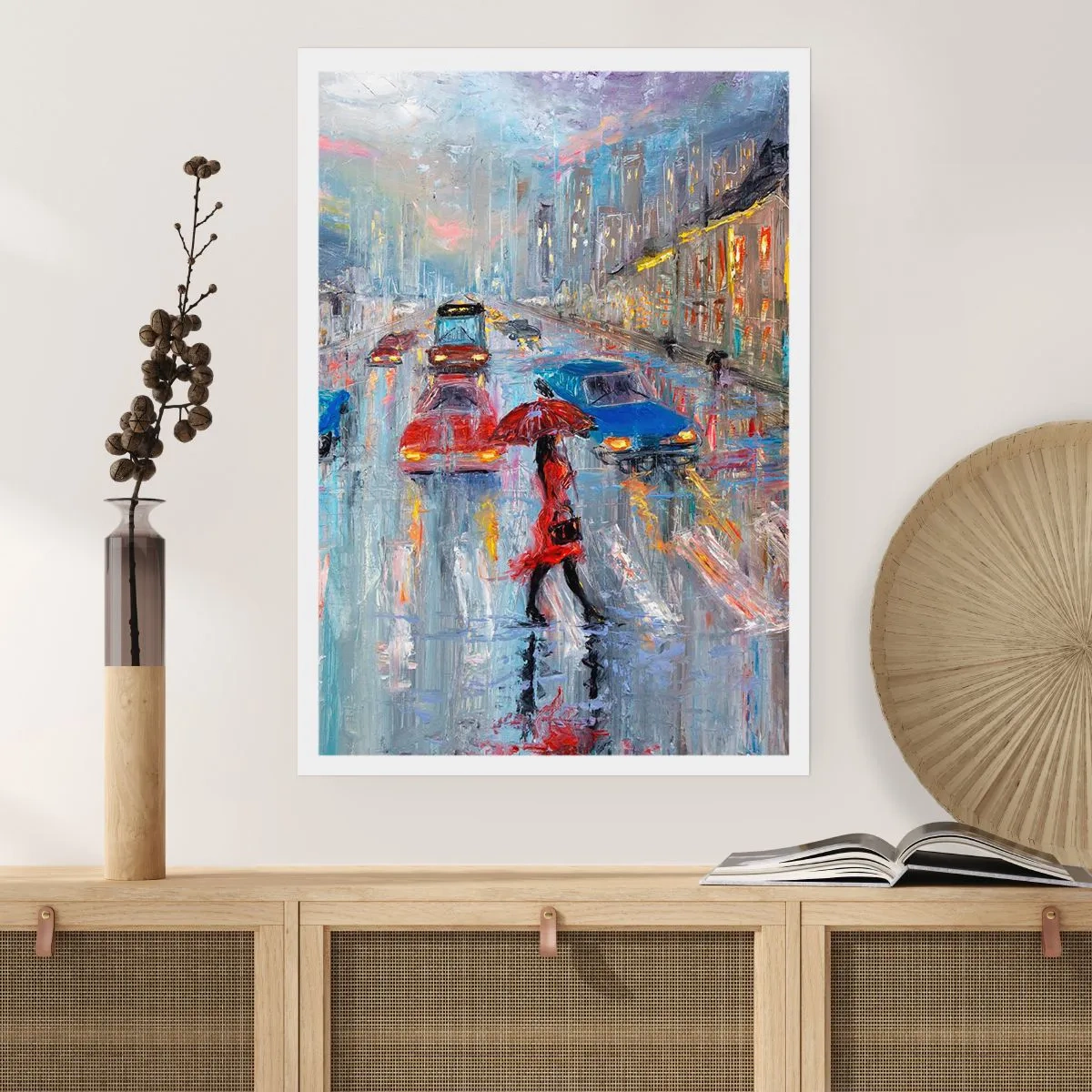 Plakat - Deszczowe popołudnie w mieście - 30x40 cm