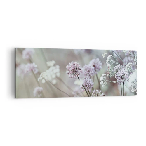 Obraz na płótnie - Delikatne kwiaty w pastelowych odcieniach - 140x50cm - Słodkie filigrany ziół - Nowoczesna dekoracja ścienna do salonu i sypialni ARTTOR