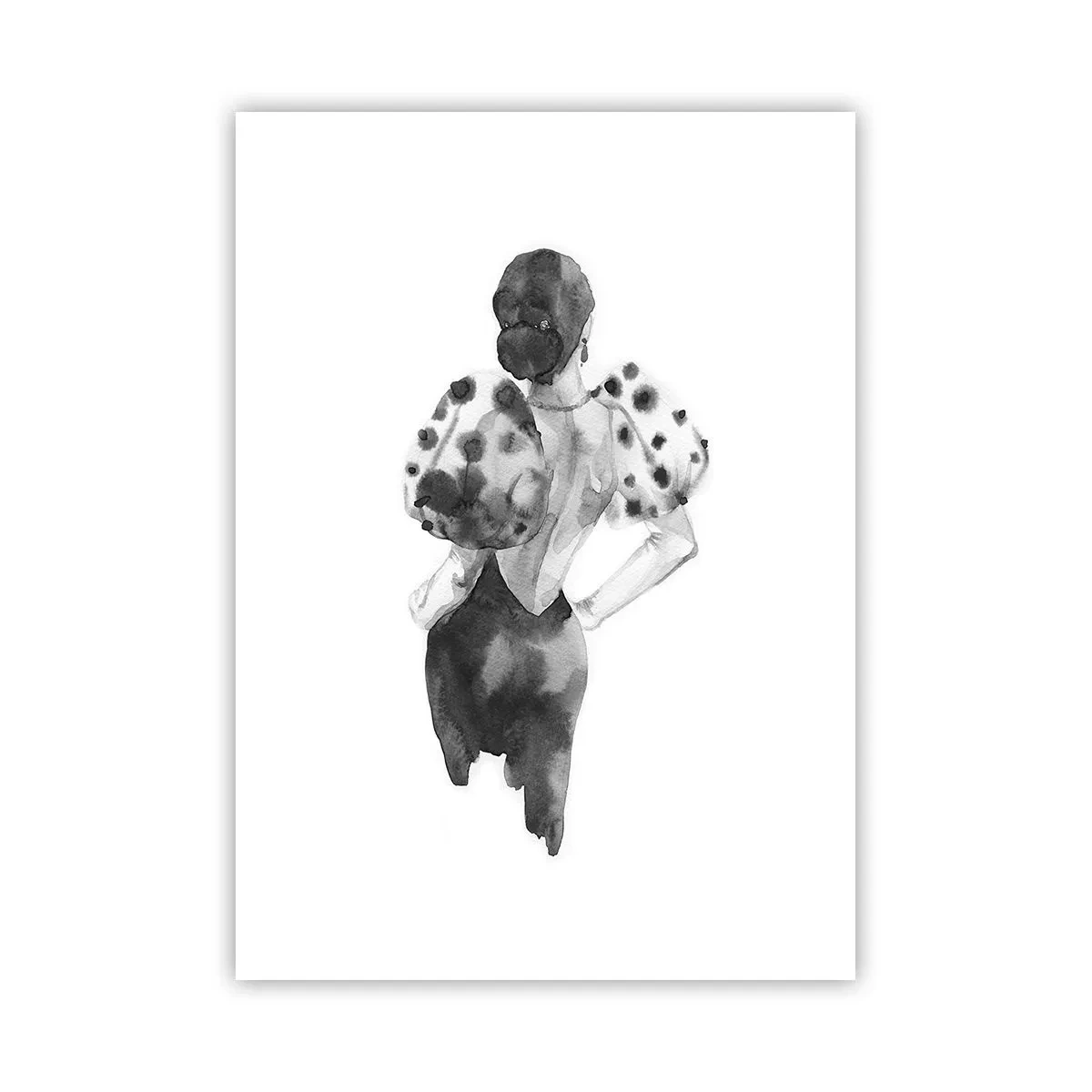 Plakat - Stylowa sylwetka kobiety w czerni z eleganckim akcentem - 50x70cm - Przeszła tuż obok - Nowoczesna dekoracja ścienna do salonu, kuchni i sypialni ARTTOR