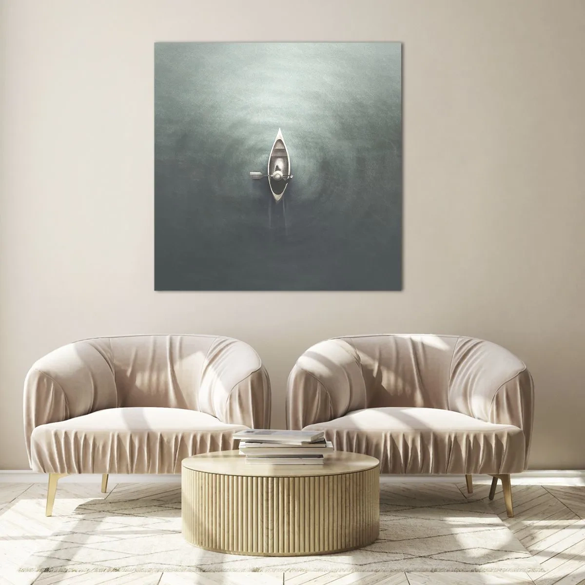 Obraz na szkle - Przez księżycowe jezioro - 70x70 cm