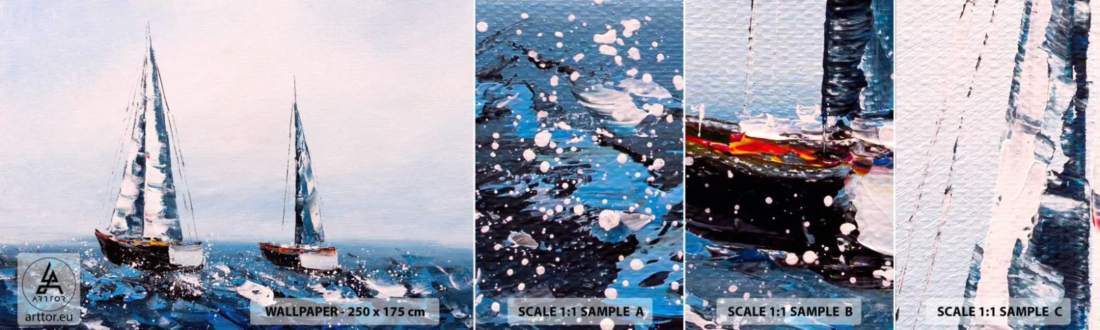 Fototapeta Próbka Samoprzylepna Deluxe Sticker - Braterstwo wiatru - Żaglówki, Pejzaż, Nadmorski - 100x30 cm