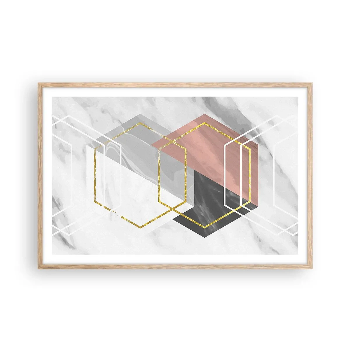 Plakat w ramie jasny dąb - Kompozycja łańcuchowa - 91x61 cm