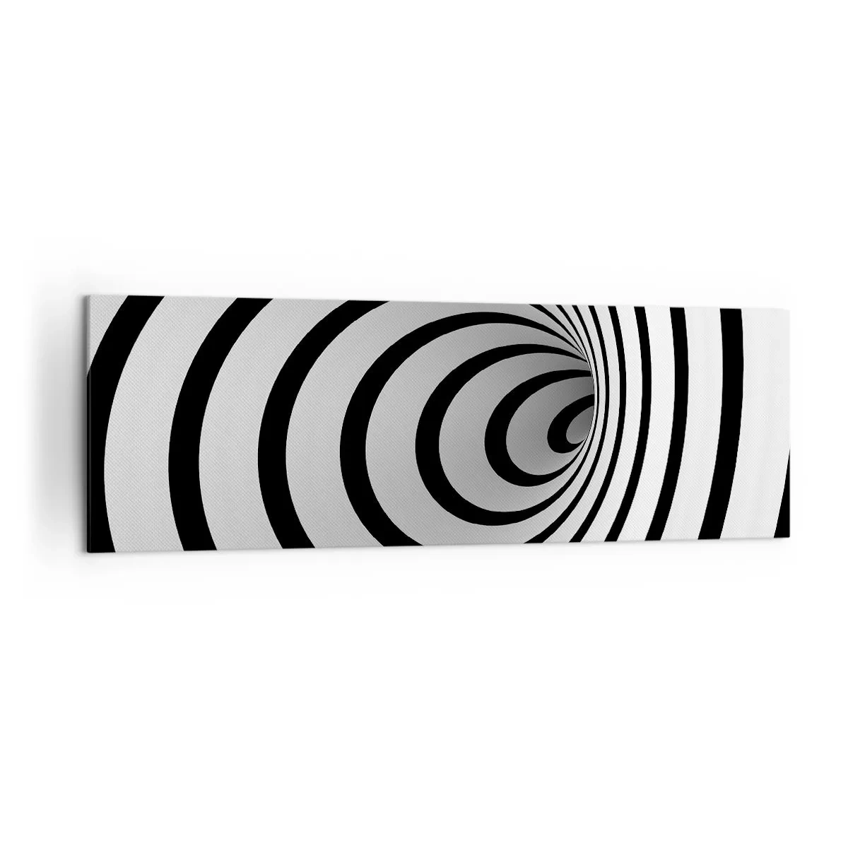 Obraz na płótnie - Czarno-biała spirala tworząca efekt hipnotyczny - 160x50cm - Też nie możesz się oprzec? - Nowoczesna dekoracja ścienna do salonu i sypialni ARTTOR