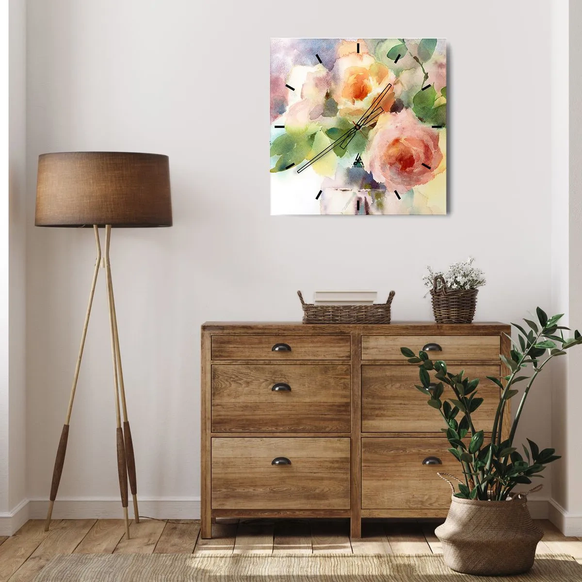 Zegar ścienny - Delikatne jak akwarela - 40x40 cm